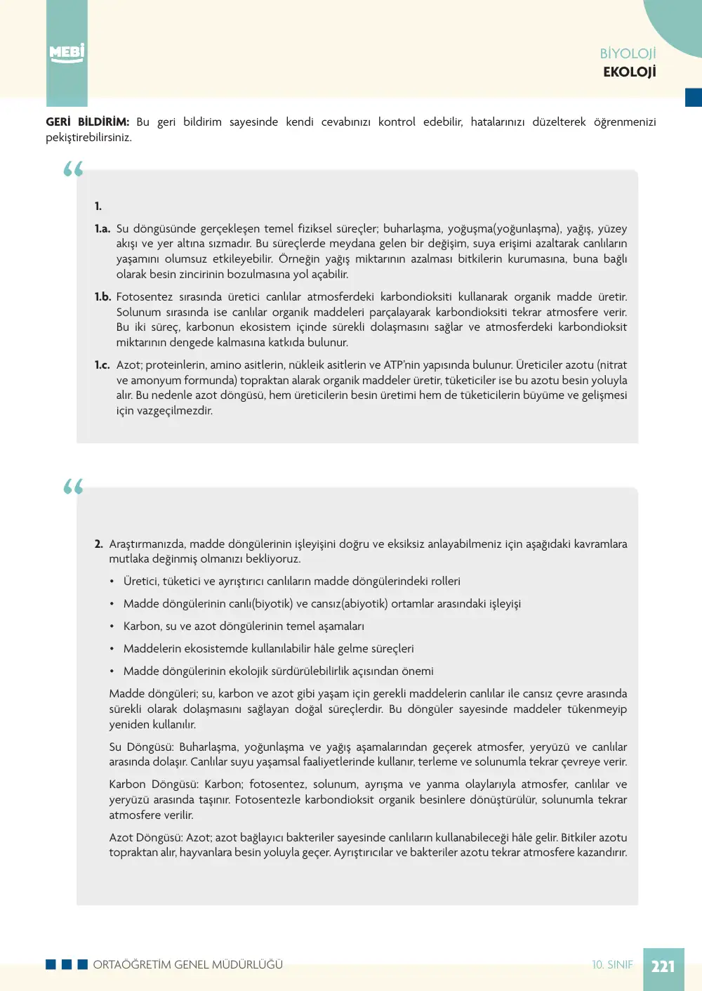 10. Sınıf Biyoloji Bireysel Öğrenme Etkinlikleri (2026-2027) sayfa 219