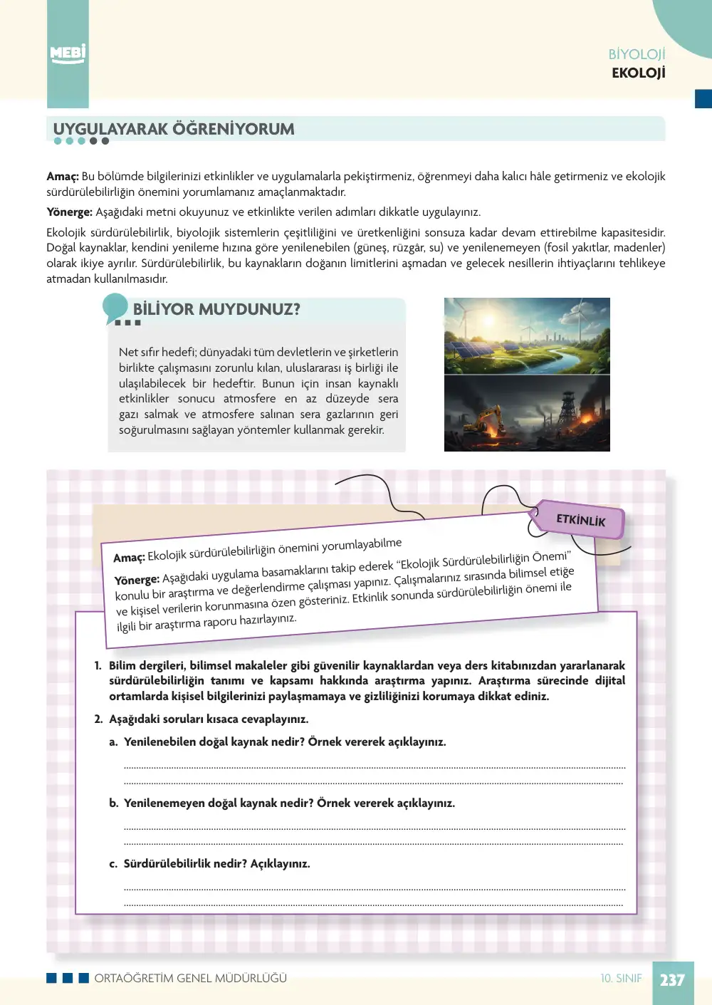 10. Sınıf Biyoloji Bireysel Öğrenme Etkinlikleri (2026-2027) sayfa 235