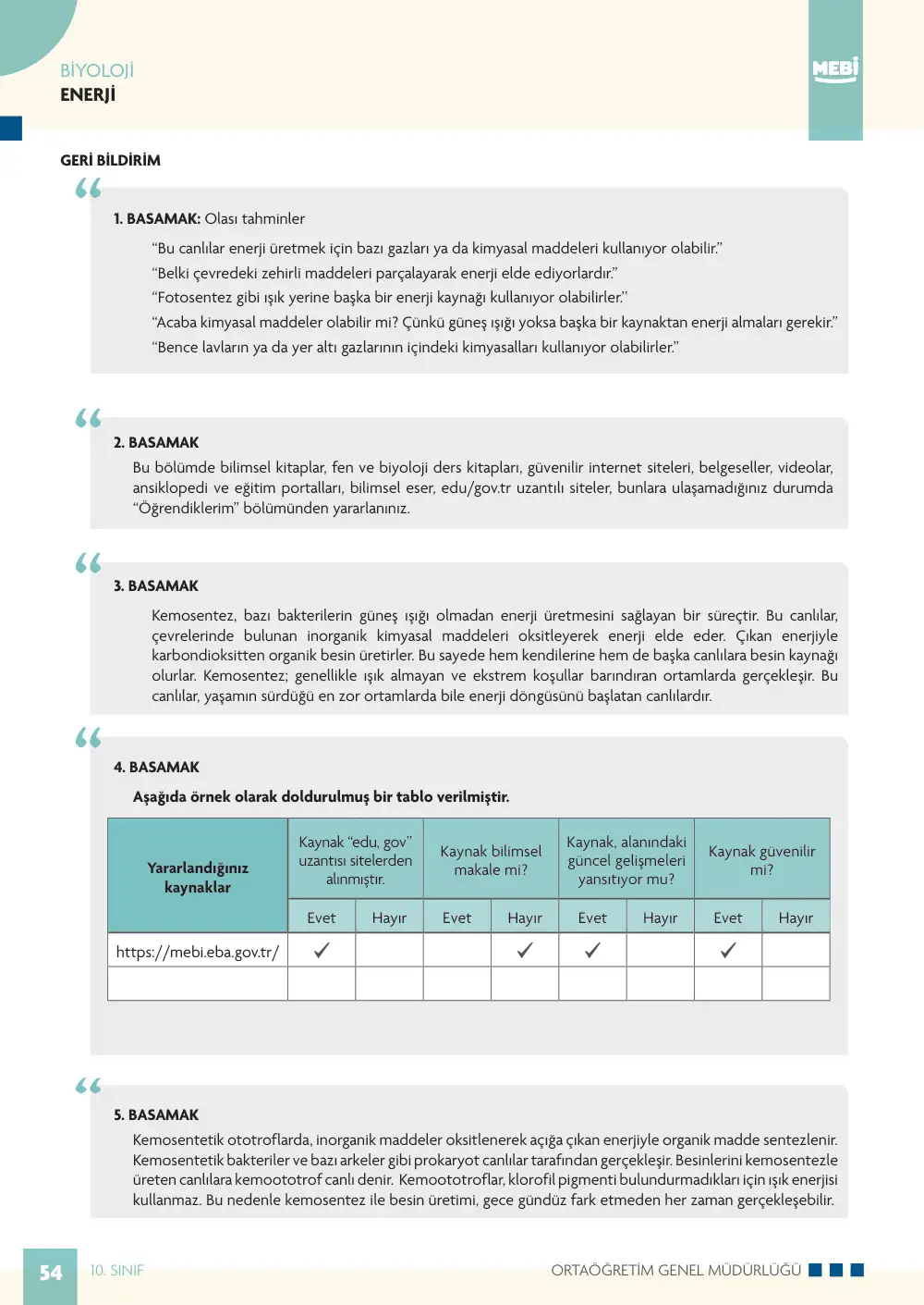 10. Sınıf Biyoloji Bireysel Öğrenme Etkinlikleri (2026-2027) sayfa 52