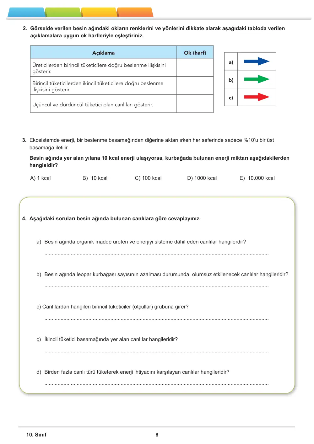 10. Sınıf Biyoloji Öğrenme Etkinlikleri Seti 1 (2025-2026) sayfa 9