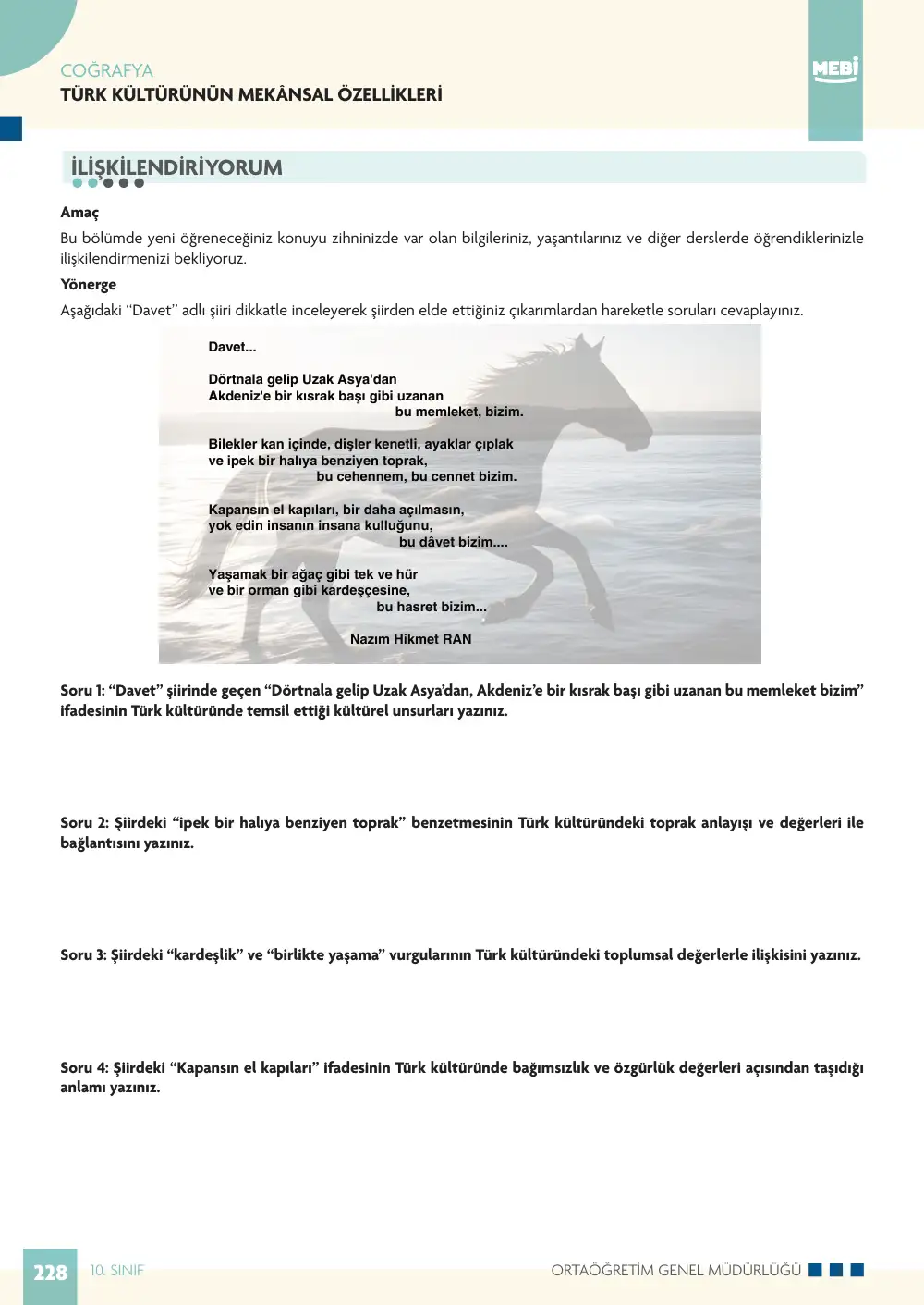 10. Sınıf Coğrafya Bireysel Öğrenme Etkinlikleri (2026-2027) sayfa 226