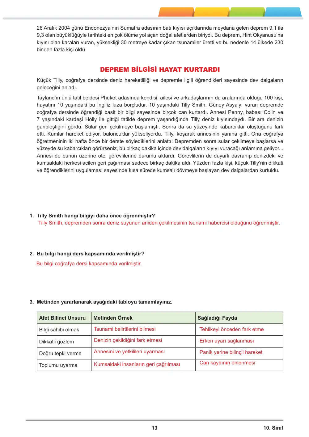 10. Sınıf Coğrafya Öğrenme Etkinlikleri Seti 2 (2025-2026) cevap anahtarı sayfa 14