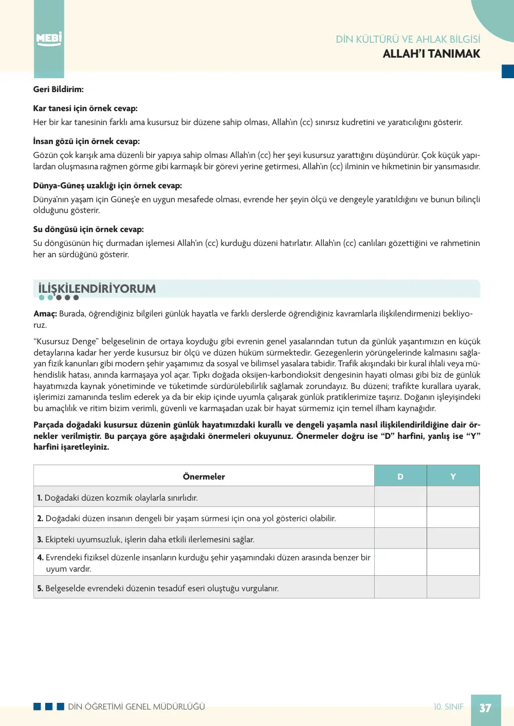10. Sınıf Din Kültürü ve Ahlak Bilgisi Bireysel Öğrenme Etkinlikleri (2026-2027) sayfa 35