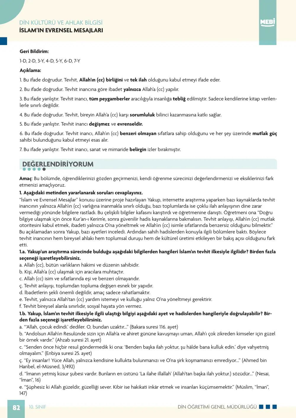10. Sınıf Din Kültürü ve Ahlak Bilgisi Bireysel Öğrenme Etkinlikleri (2026-2027) sayfa 80