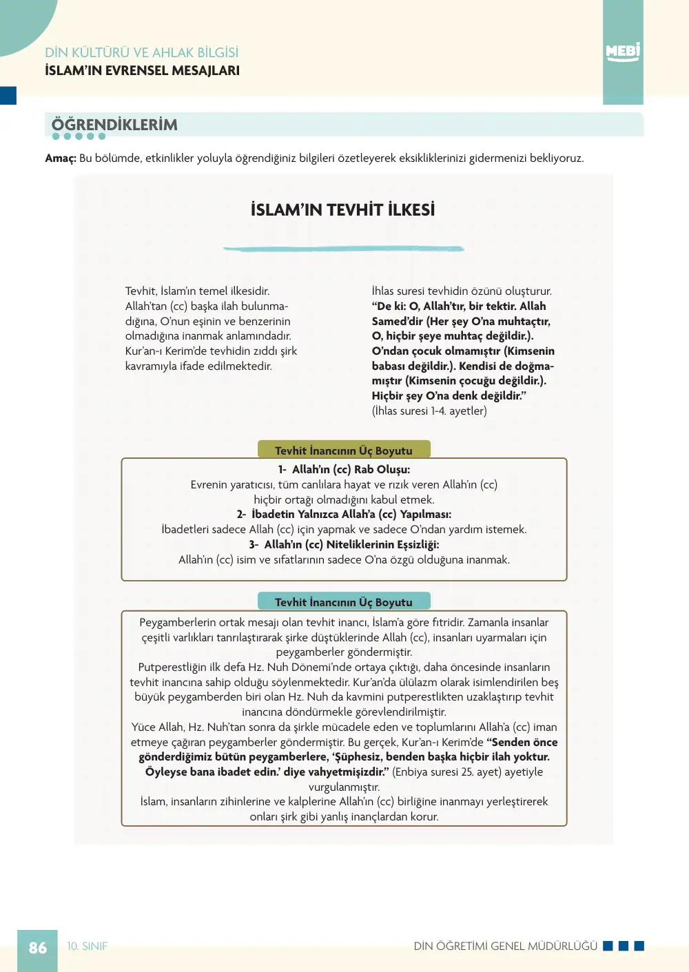 10. Sınıf Din Kültürü ve Ahlak Bilgisi Bireysel Öğrenme Etkinlikleri (2026-2027) sayfa 84