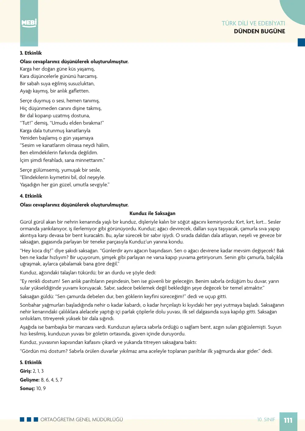 10. Sınıf Türk Dili ve Edebiyatı Bireysel Öğrenme Etkinlikleri (2026-2027) sayfa 109