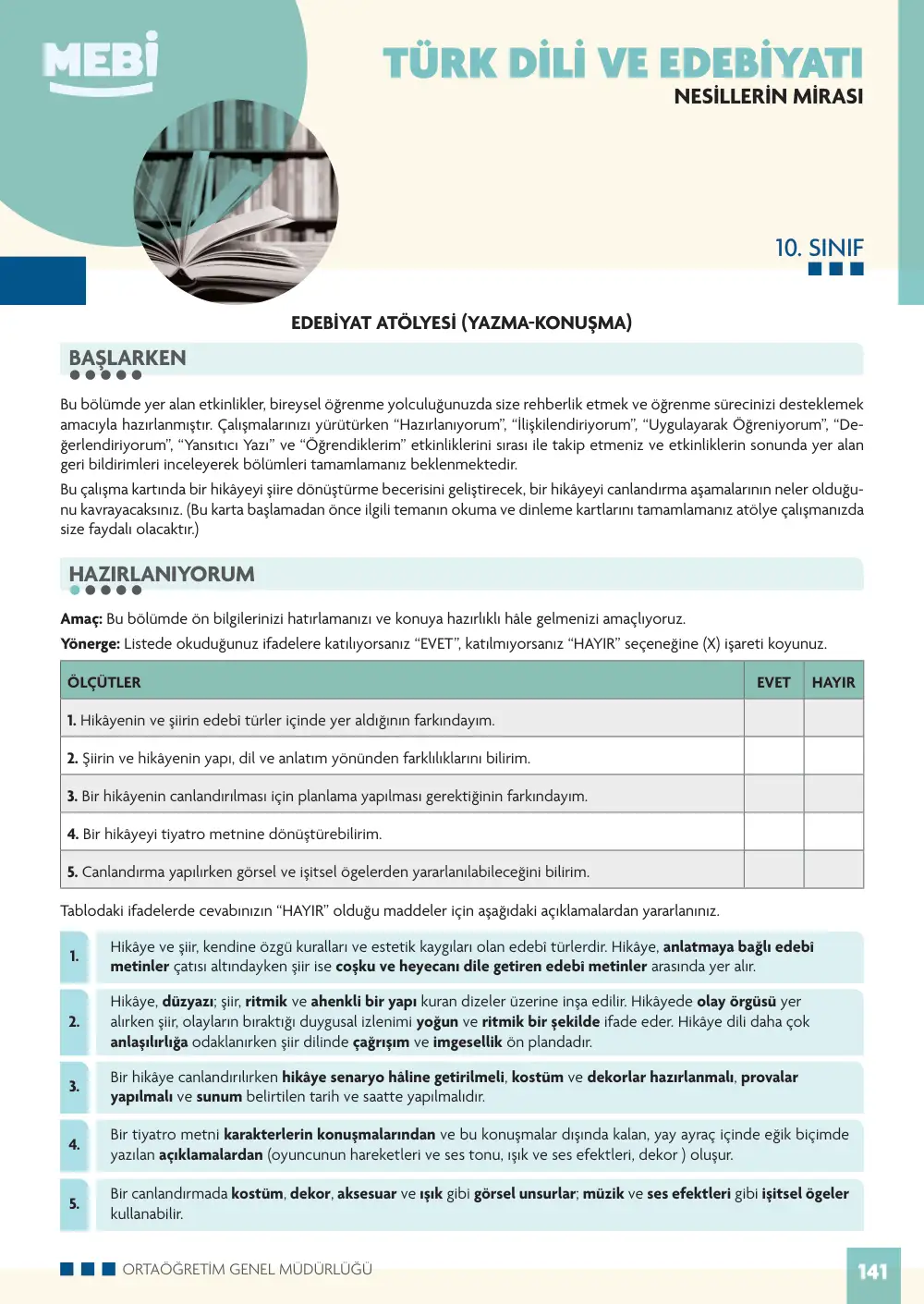 10. Sınıf Türk Dili ve Edebiyatı Bireysel Öğrenme Etkinlikleri (2026-2027) sayfa 139