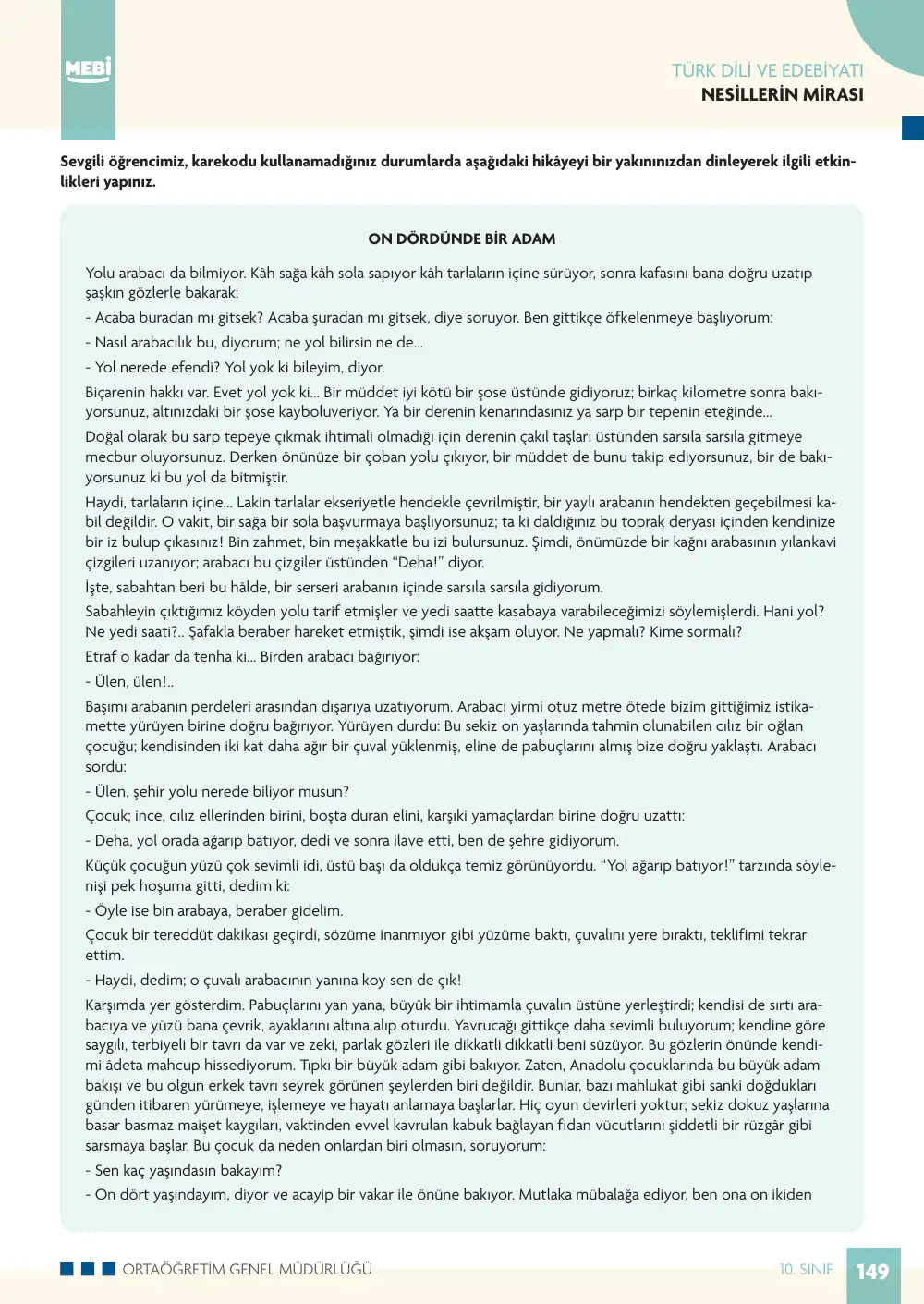 10. Sınıf Türk Dili ve Edebiyatı Bireysel Öğrenme Etkinlikleri (2026-2027) sayfa 147