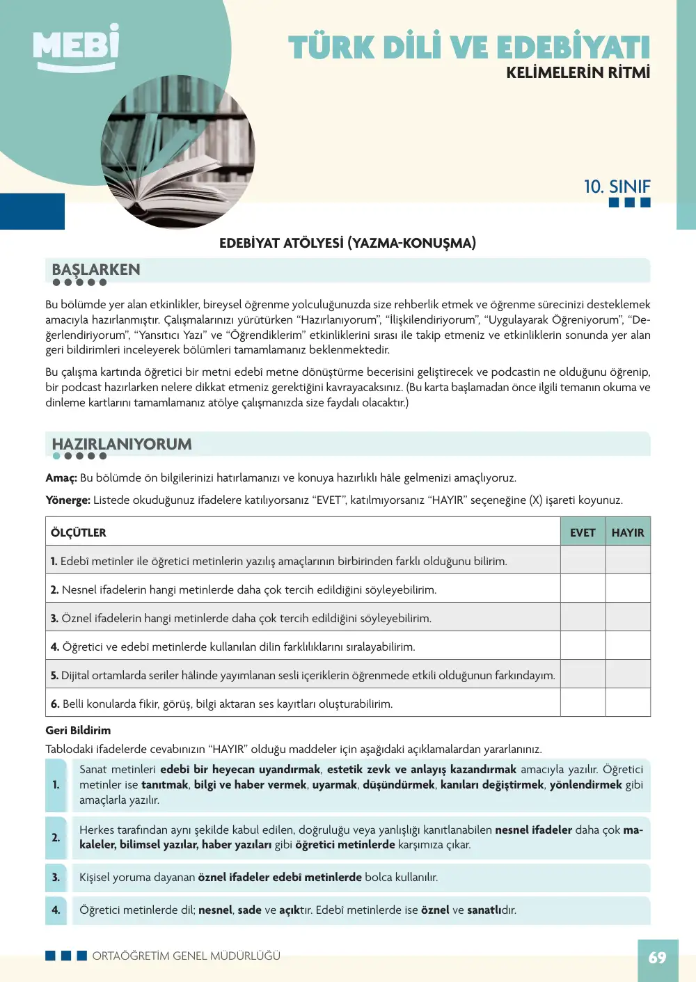 10. Sınıf Türk Dili ve Edebiyatı Bireysel Öğrenme Etkinlikleri (2026-2027) sayfa 67
