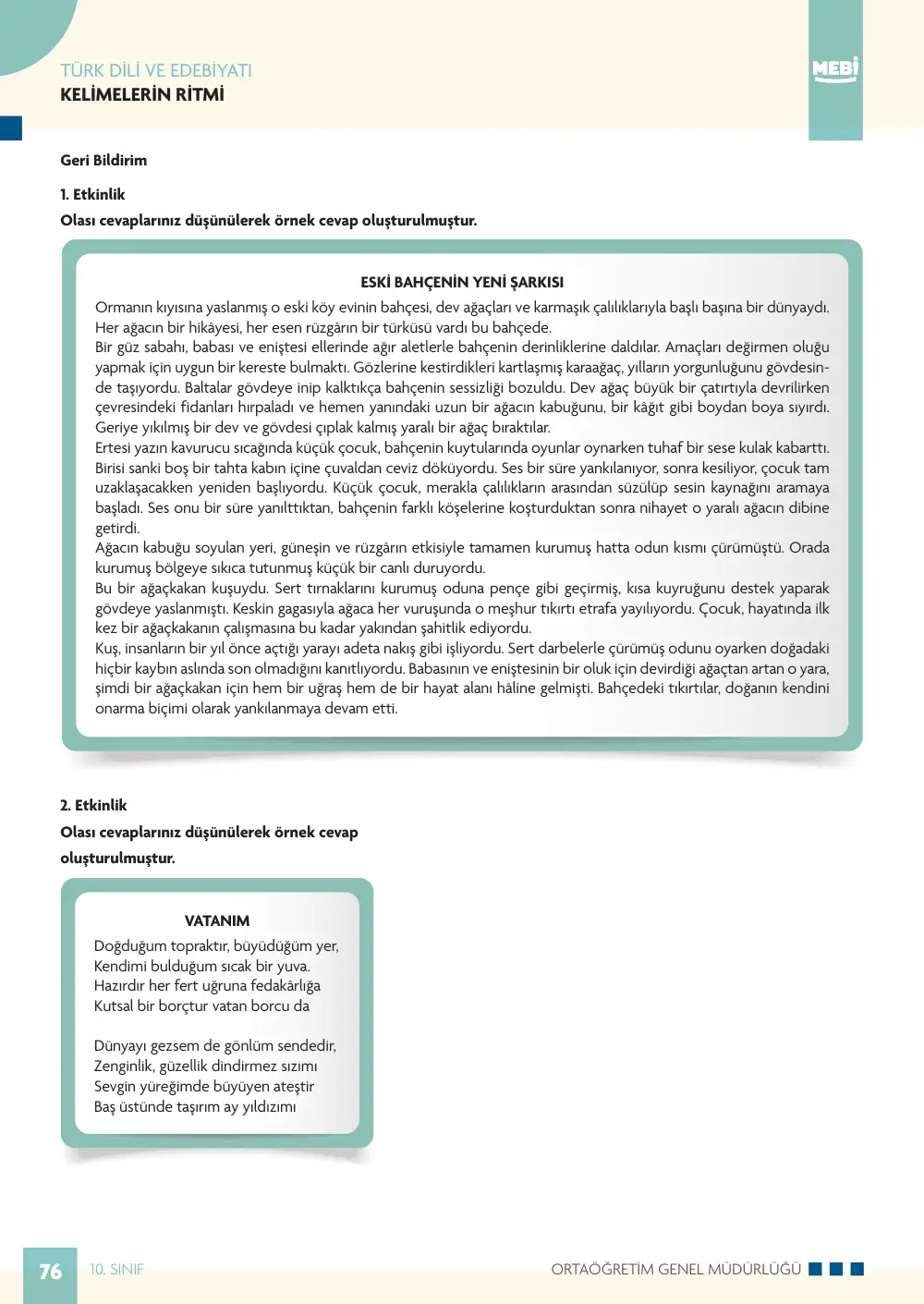 10. Sınıf Türk Dili ve Edebiyatı Bireysel Öğrenme Etkinlikleri (2026-2027) sayfa 74