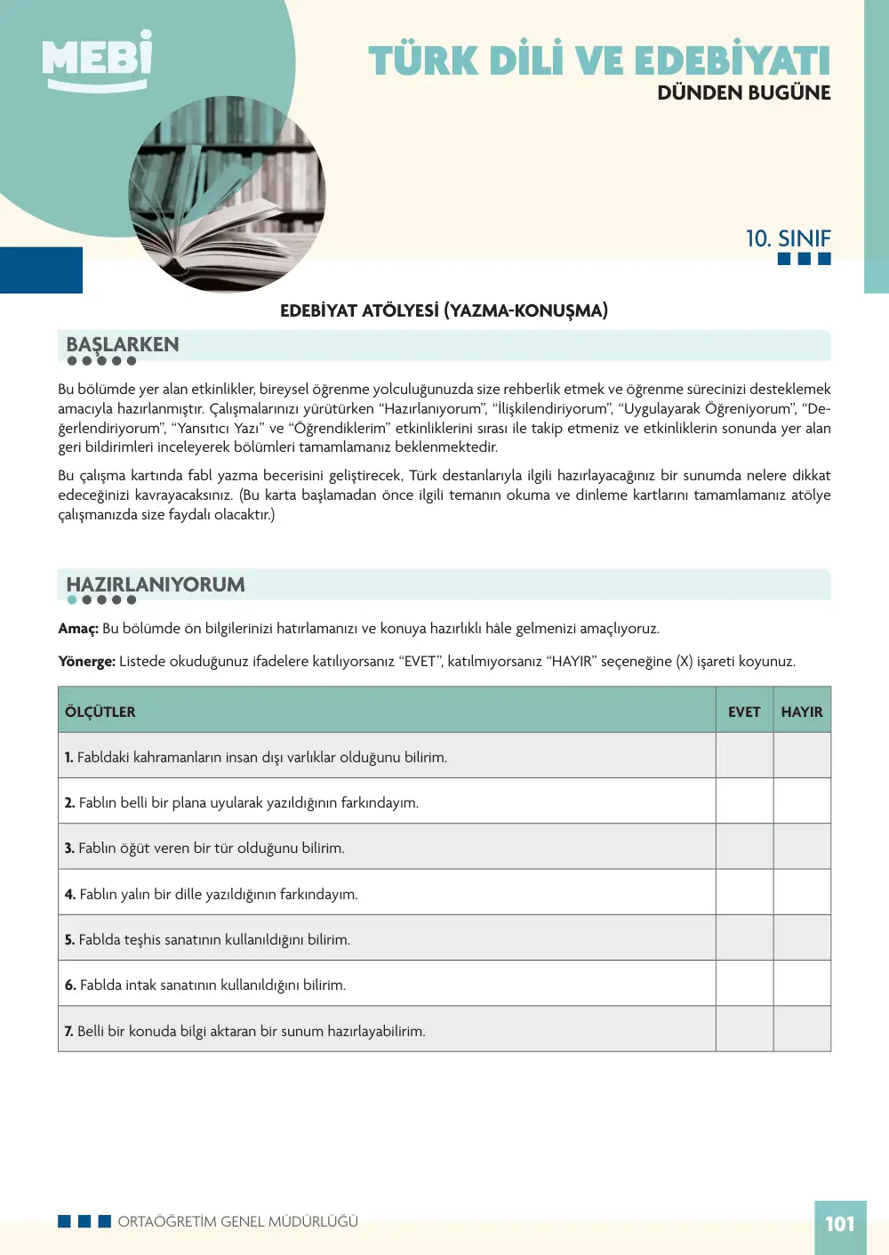 10. Sınıf Türk Dili ve Edebiyatı Bireysel Öğrenme Etkinlikleri (2026-2027) sayfa 99