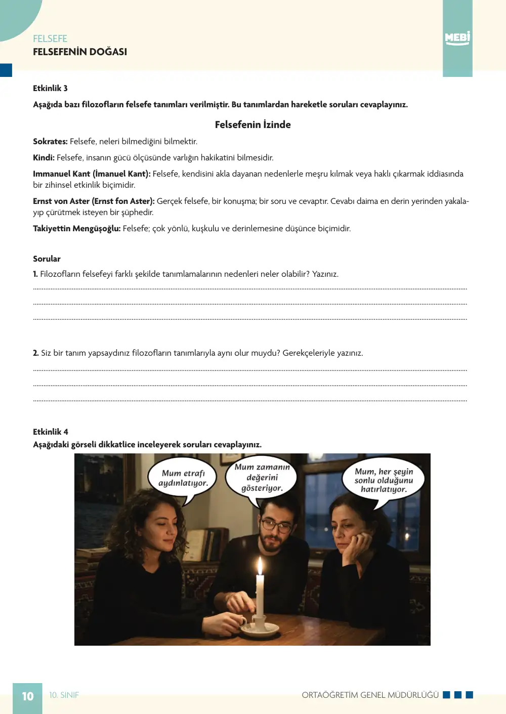 10. Sınıf Felsefe Bireysel Öğrenme Etkinlikleri (2026-2027) sayfa 10