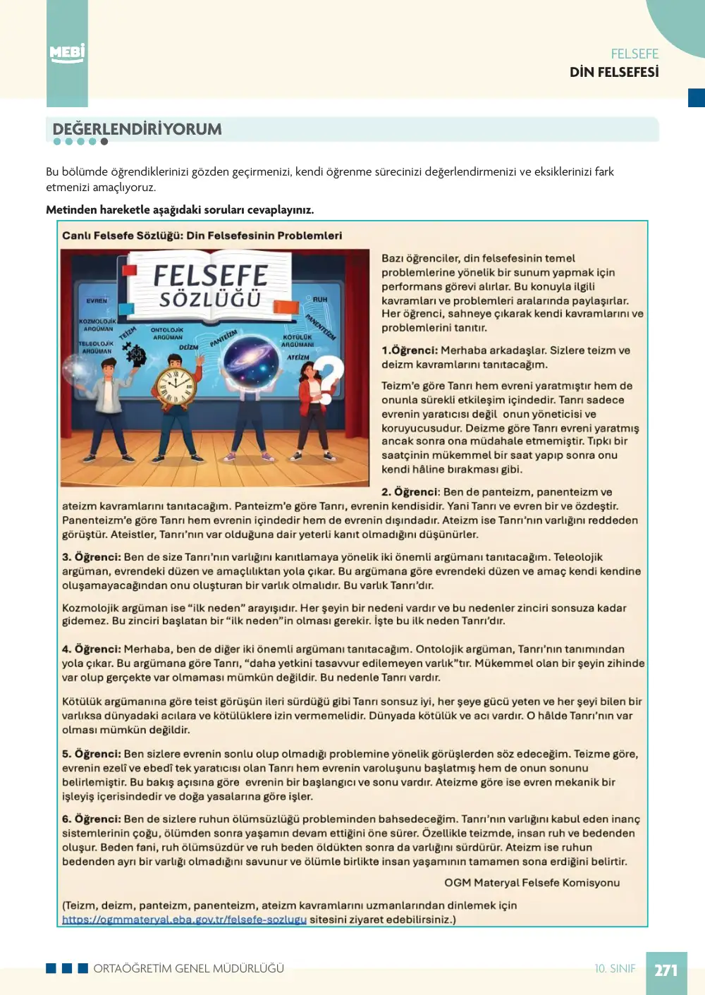 10. Sınıf Felsefe Bireysel Öğrenme Etkinlikleri (2026-2027) sayfa 271
