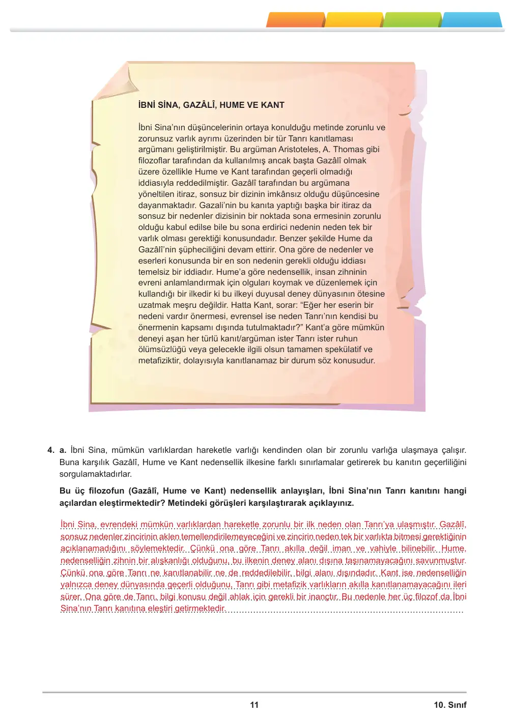 10. Sınıf Felsefe Öğrenme Etkinlikleri Seti 2 (2025-2026) cevap anahtarı sayfa 12