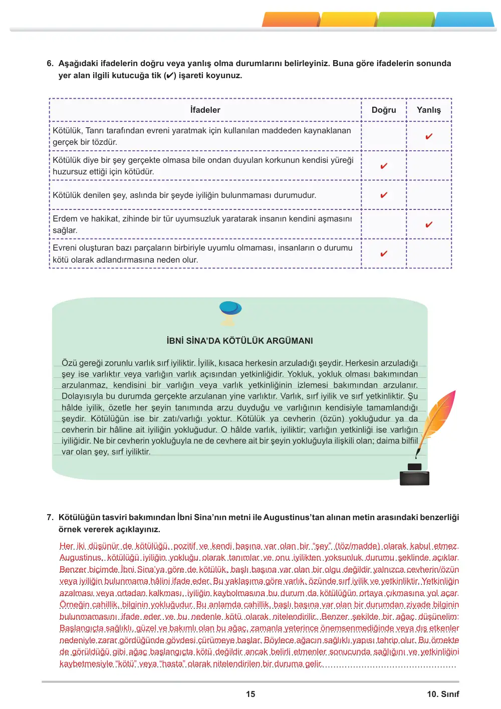 10. Sınıf Felsefe Öğrenme Etkinlikleri Seti 2 (2025-2026) cevap anahtarı sayfa 16