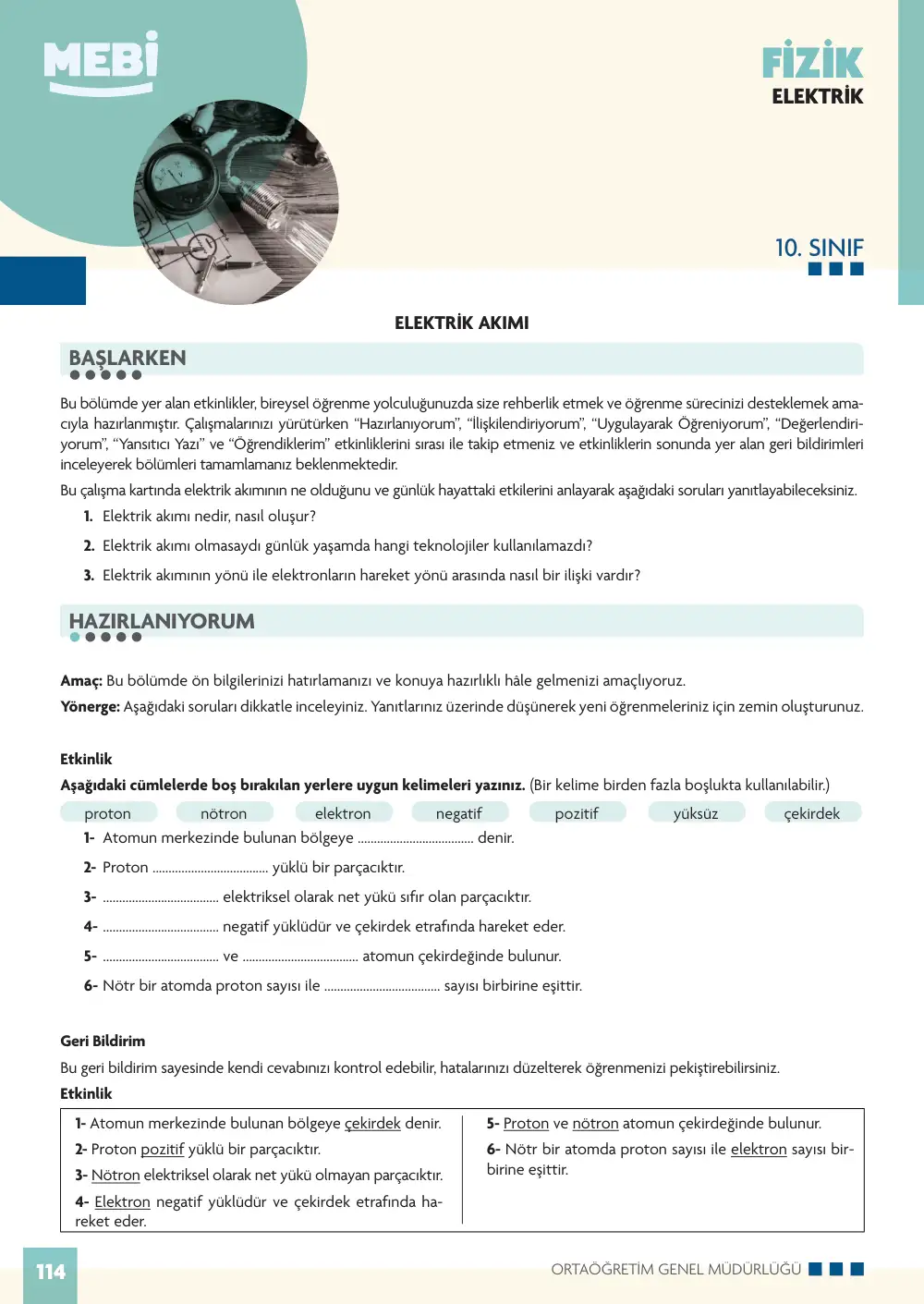 10. Sınıf Fizik Bireysel Öğrenme Etkinlikleri (2026-2027) sayfa 118