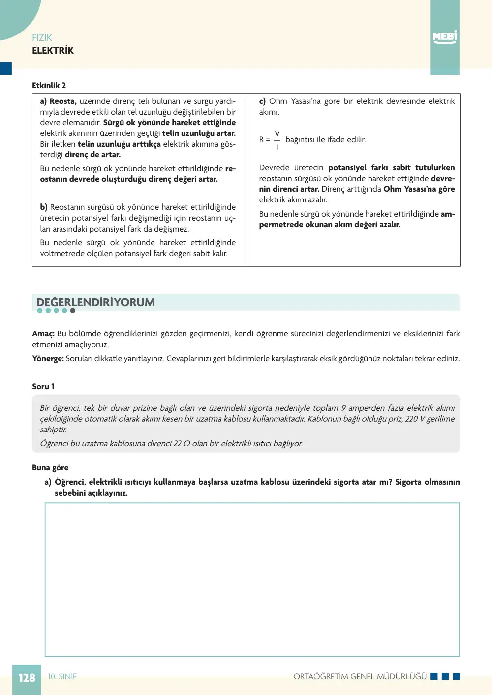 10. Sınıf Fizik Bireysel Öğrenme Etkinlikleri (2026-2027) sayfa 132