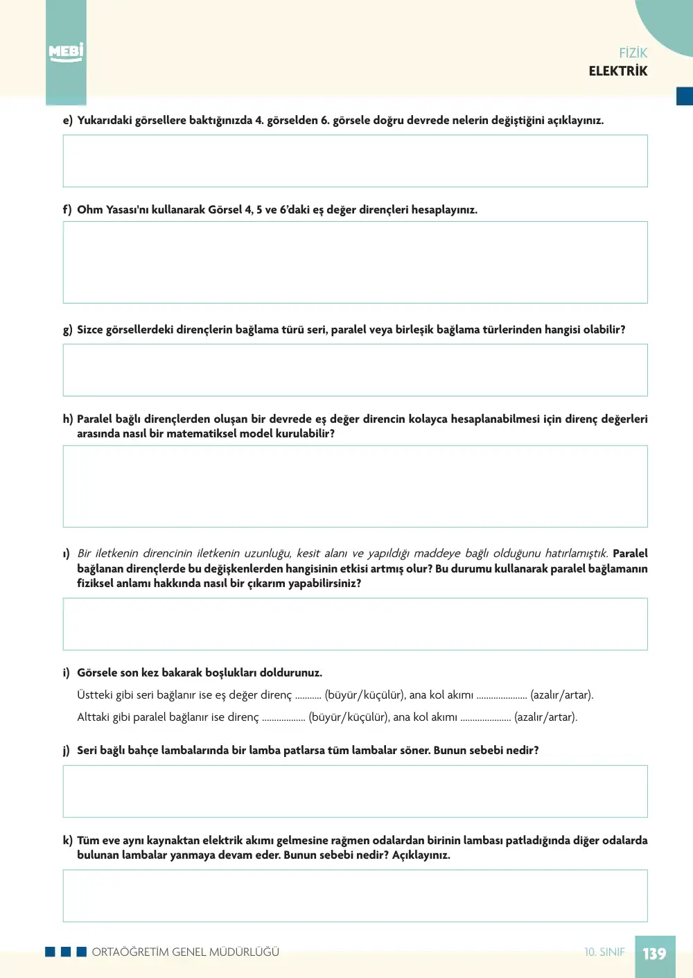 10. Sınıf Fizik Bireysel Öğrenme Etkinlikleri (2026-2027) sayfa 143