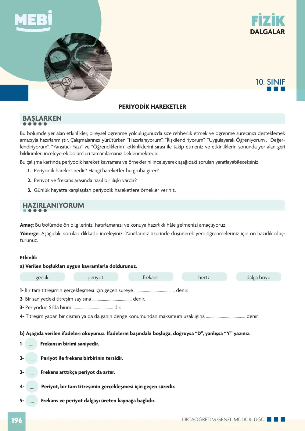 10. Sınıf Fizik Bireysel Öğrenme Etkinlikleri (2026-2027) sayfa 200
