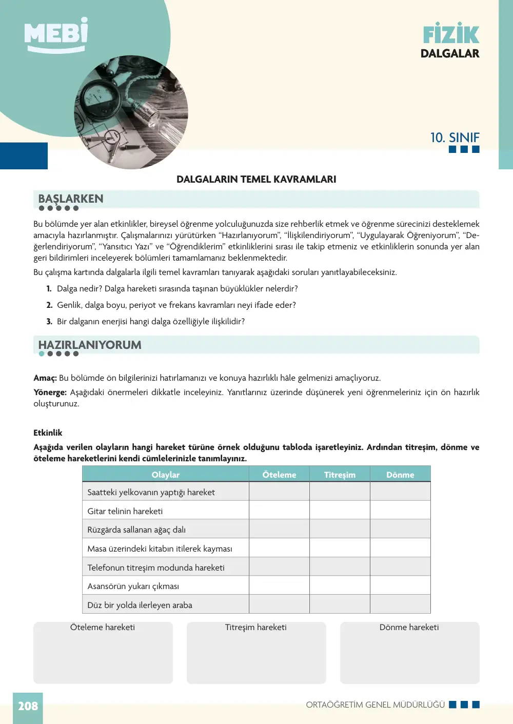 10. Sınıf Fizik Bireysel Öğrenme Etkinlikleri (2026-2027) sayfa 212