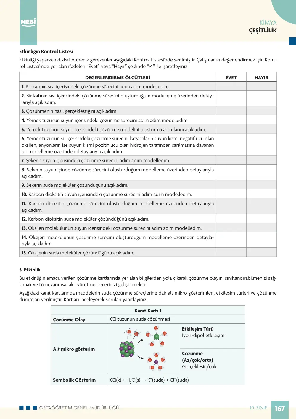 10. Sınıf Kimya Bireysel Öğrenme Etkinlikleri (2026-2027) sayfa 165