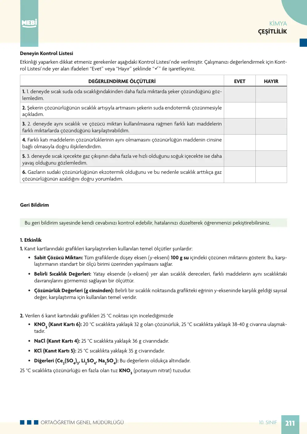 10. Sınıf Kimya Bireysel Öğrenme Etkinlikleri (2026-2027) sayfa 209