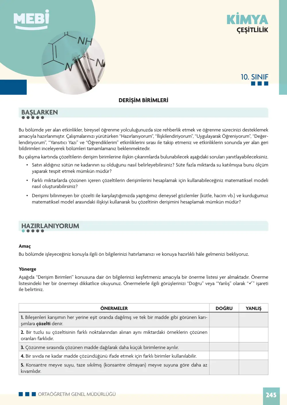 10. Sınıf Kimya Bireysel Öğrenme Etkinlikleri (2026-2027) sayfa 243
