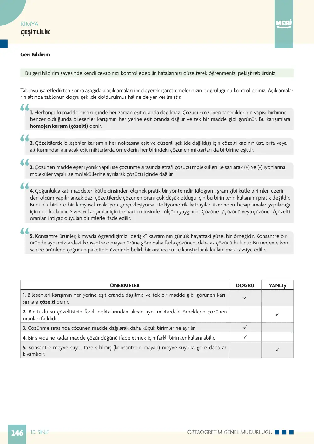 10. Sınıf Kimya Bireysel Öğrenme Etkinlikleri (2026-2027) sayfa 244