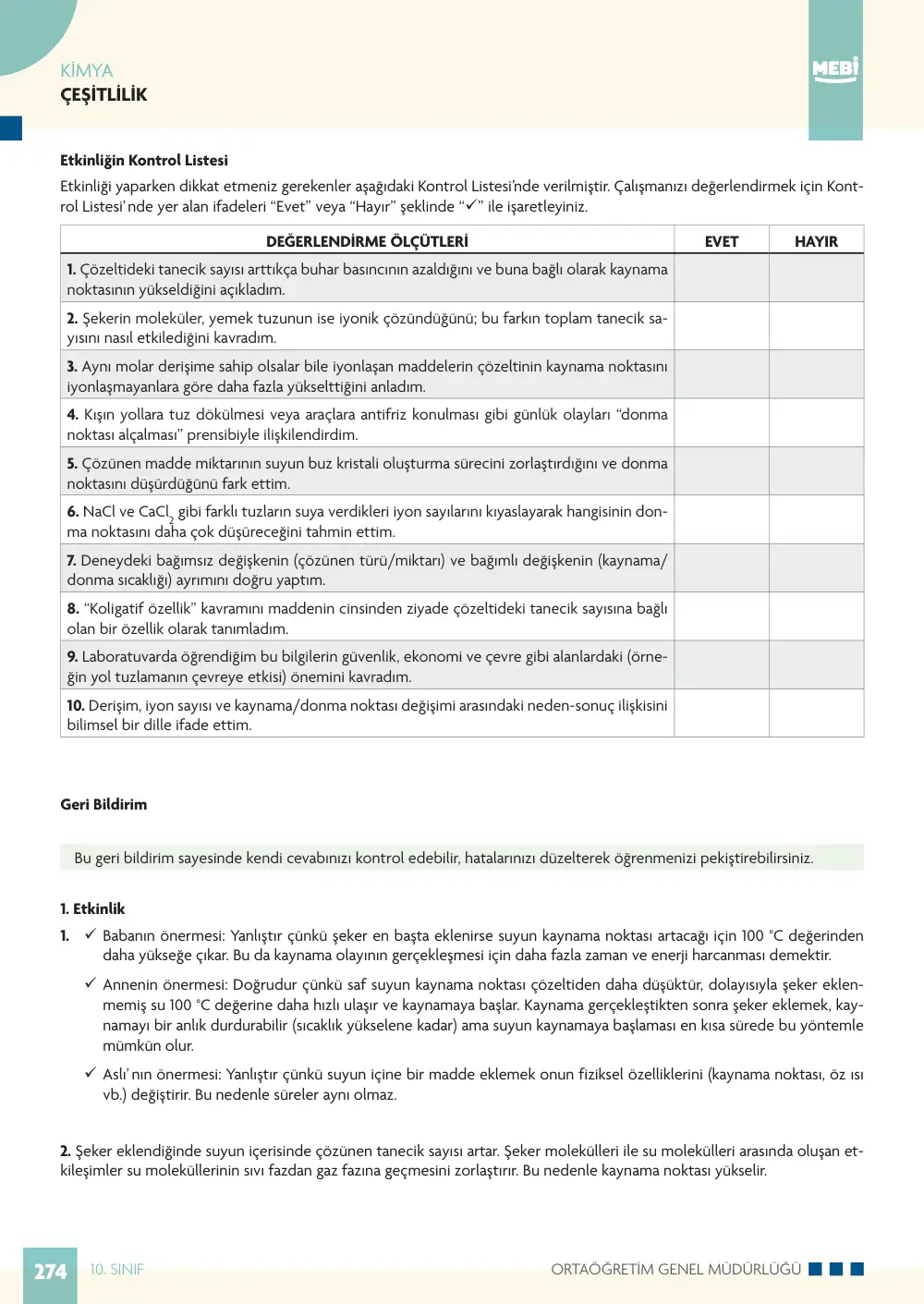 10. Sınıf Kimya Bireysel Öğrenme Etkinlikleri (2026-2027) sayfa 272
