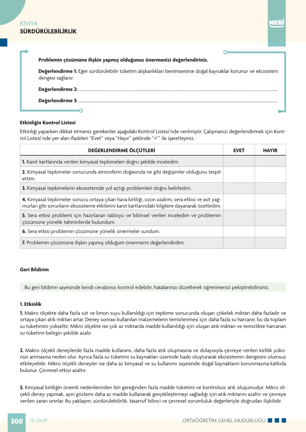 10. Sınıf Kimya Bireysel Öğrenme Etkinlikleri (2026-2027) sayfa 298