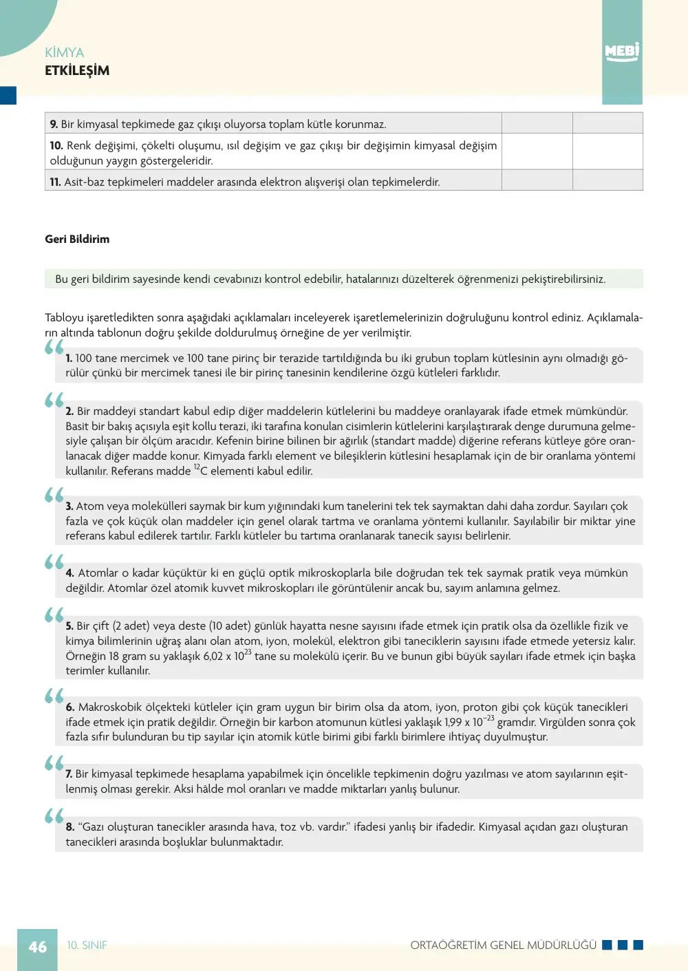 10. Sınıf Kimya Bireysel Öğrenme Etkinlikleri (2026-2027) sayfa 44