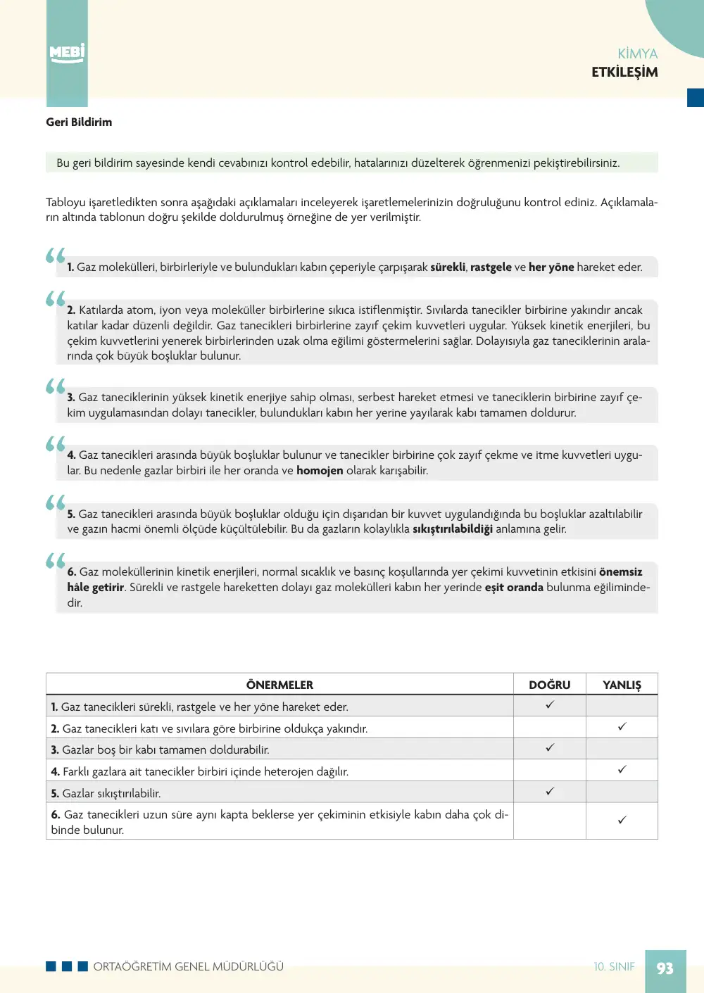 10. Sınıf Kimya Bireysel Öğrenme Etkinlikleri (2026-2027) sayfa 91