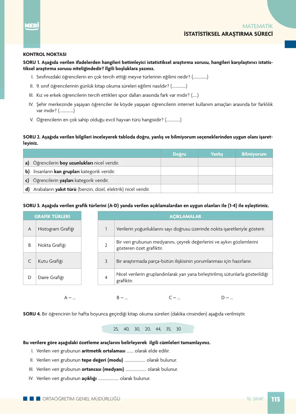 10. Sınıf Matematik Bireysel Öğrenme Etkinlikleri (2026-2027) sayfa 113