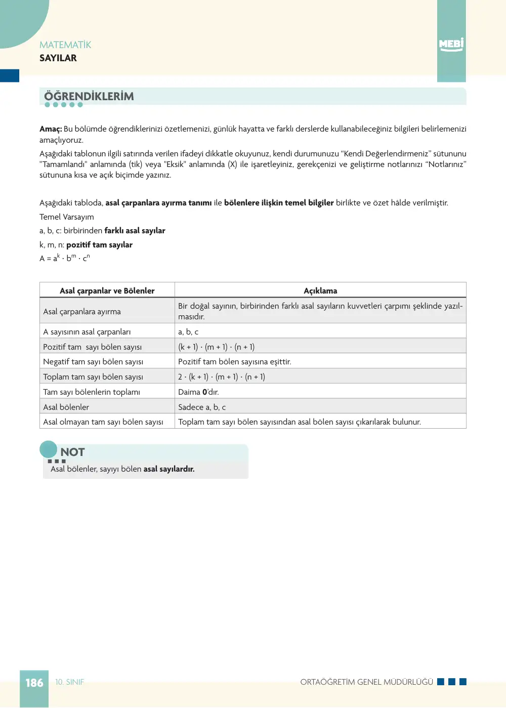 10. Sınıf Matematik Bireysel Öğrenme Etkinlikleri (2026-2027) sayfa 184