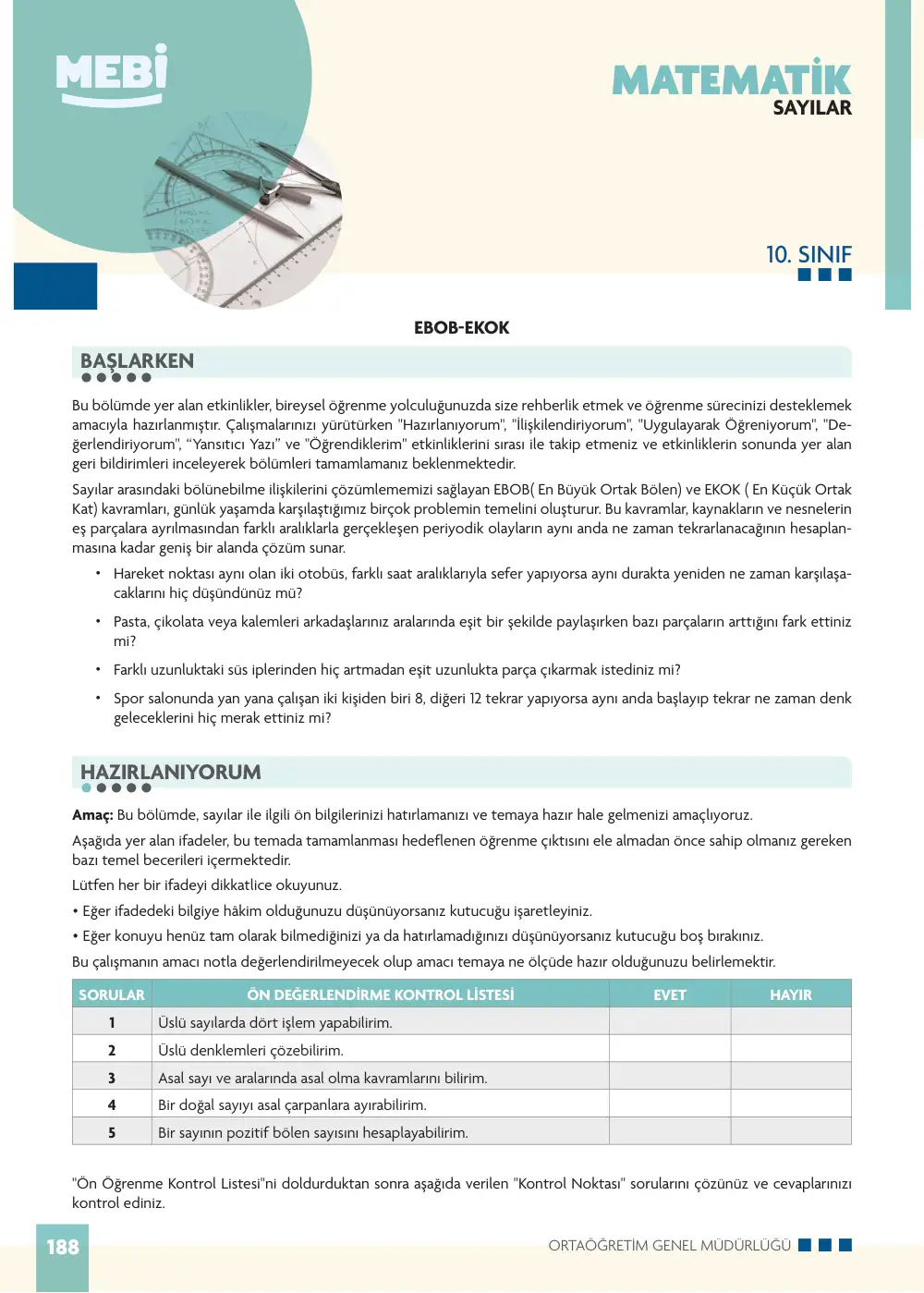 10. Sınıf Matematik Bireysel Öğrenme Etkinlikleri (2026-2027) sayfa 186