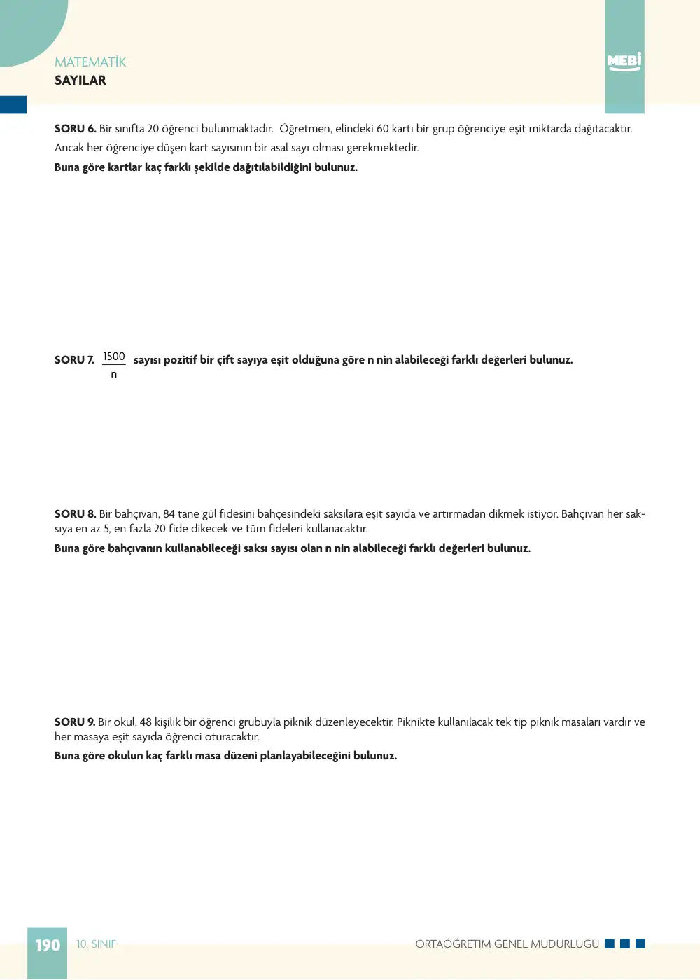 10. Sınıf Matematik Bireysel Öğrenme Etkinlikleri (2026-2027) sayfa 188