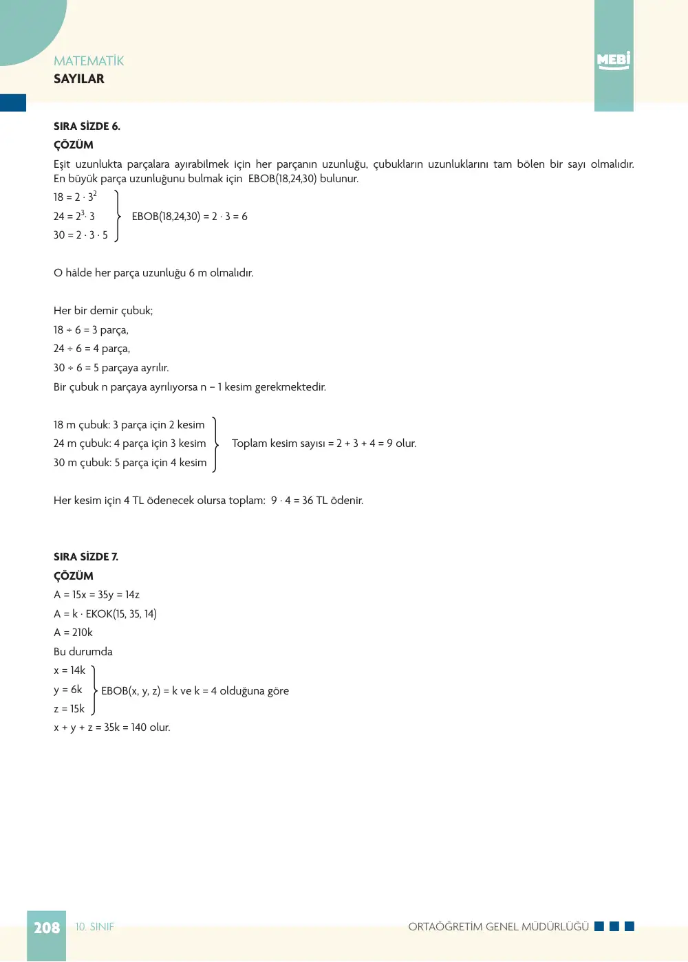 10. Sınıf Matematik Bireysel Öğrenme Etkinlikleri (2026-2027) sayfa 206