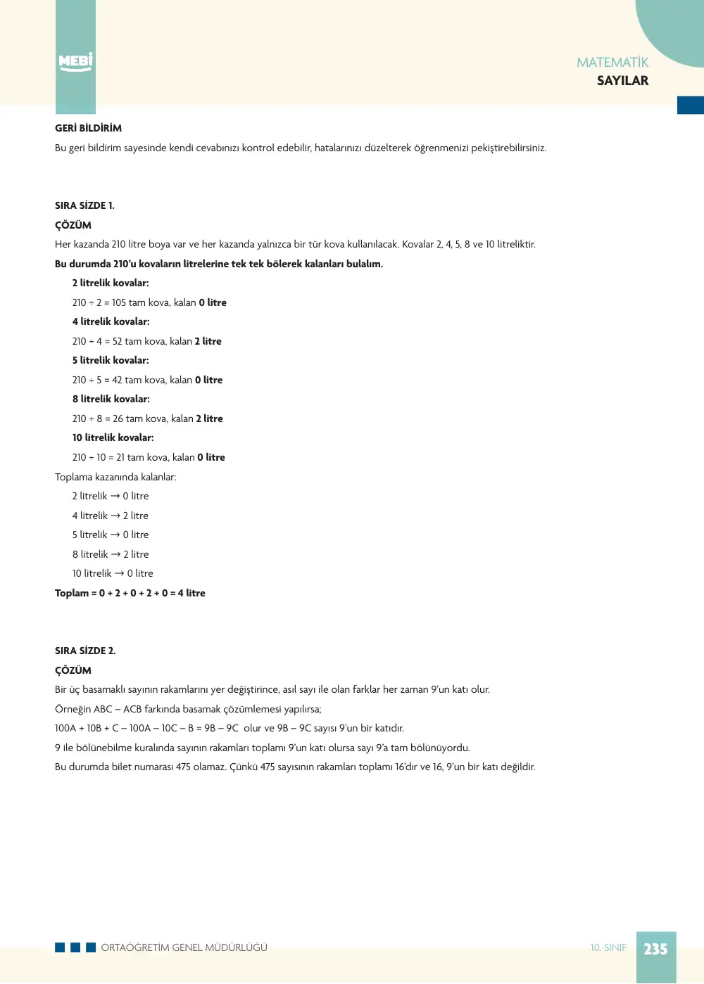 10. Sınıf Matematik Bireysel Öğrenme Etkinlikleri (2026-2027) sayfa 233