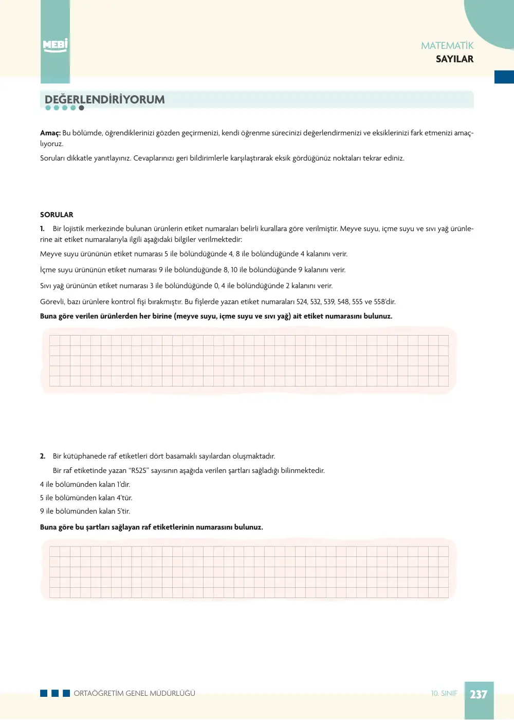 10. Sınıf Matematik Bireysel Öğrenme Etkinlikleri (2026-2027) sayfa 235