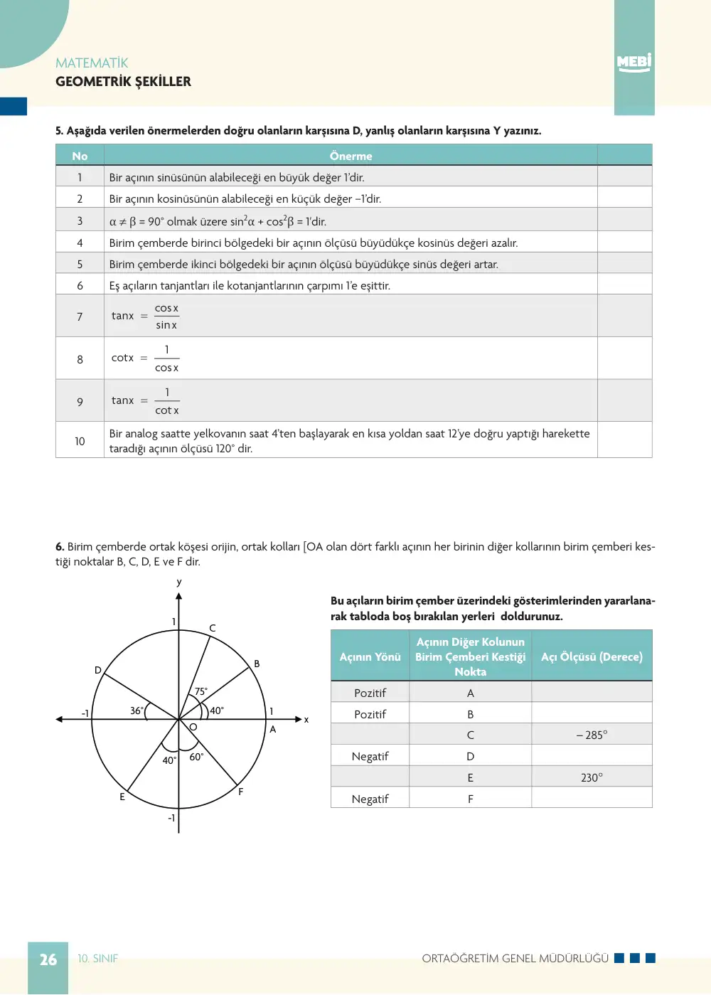 10. Sınıf Matematik Bireysel Öğrenme Etkinlikleri (2026-2027) sayfa 24