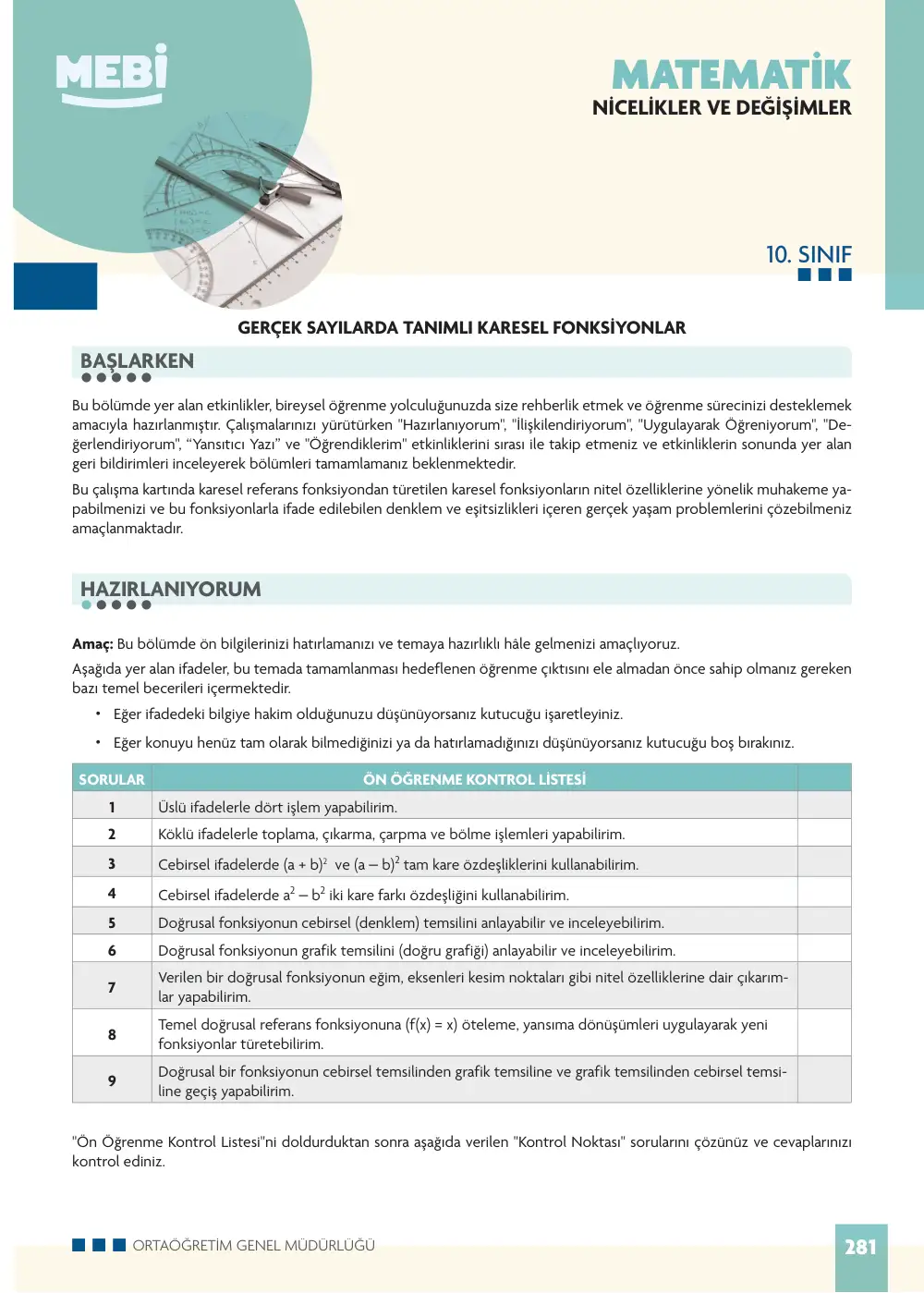 10. Sınıf Matematik Bireysel Öğrenme Etkinlikleri (2026-2027) sayfa 279
