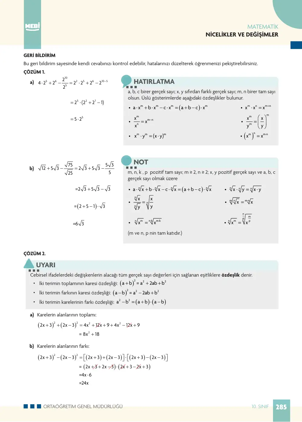 10. Sınıf Matematik Bireysel Öğrenme Etkinlikleri (2026-2027) sayfa 283