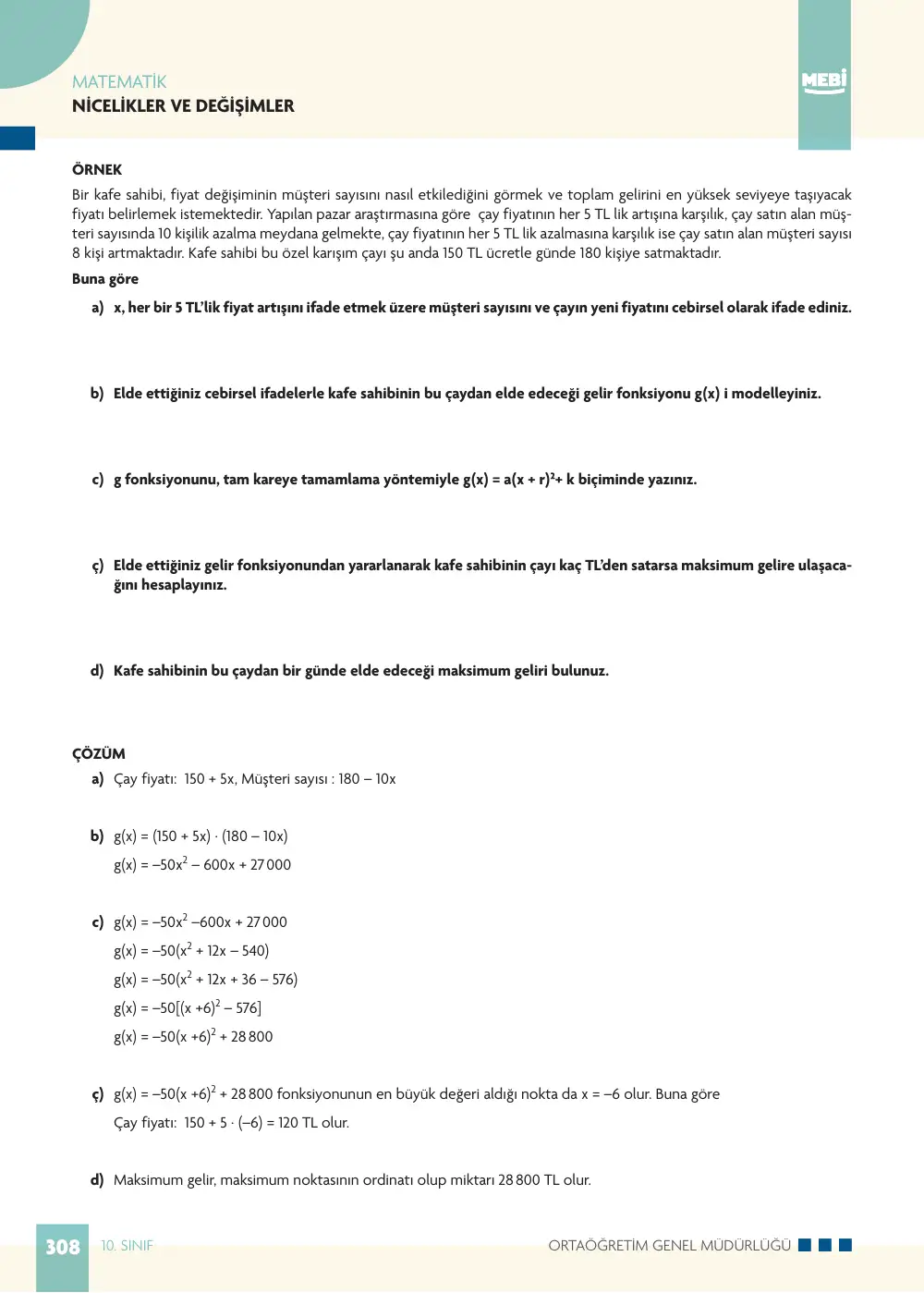 10. Sınıf Matematik Bireysel Öğrenme Etkinlikleri (2026-2027) sayfa 306