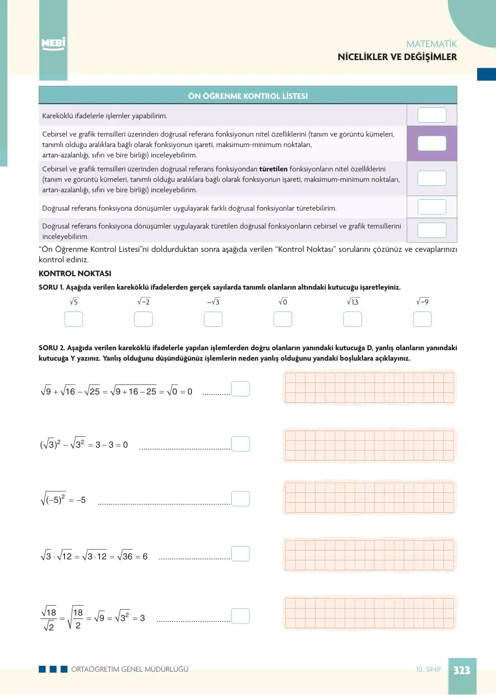 10. Sınıf Matematik Bireysel Öğrenme Etkinlikleri (2026-2027) sayfa 321