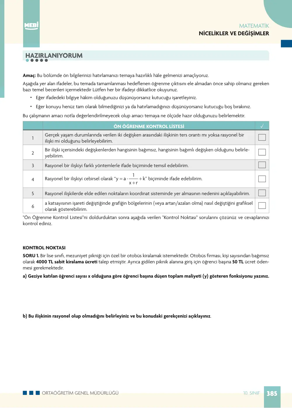 10. Sınıf Matematik Bireysel Öğrenme Etkinlikleri (2026-2027) sayfa 383