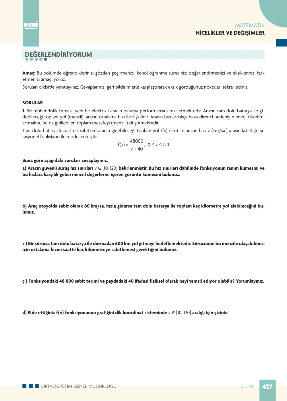 10. Sınıf Matematik Bireysel Öğrenme Etkinlikleri (2026-2027) sayfa 435