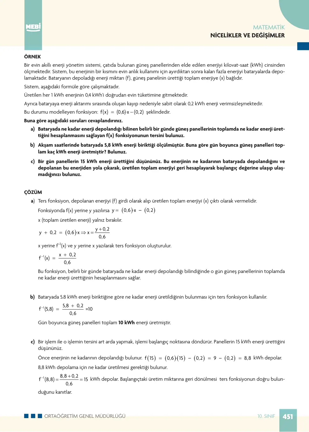 10. Sınıf Matematik Bireysel Öğrenme Etkinlikleri (2026-2027) sayfa 449