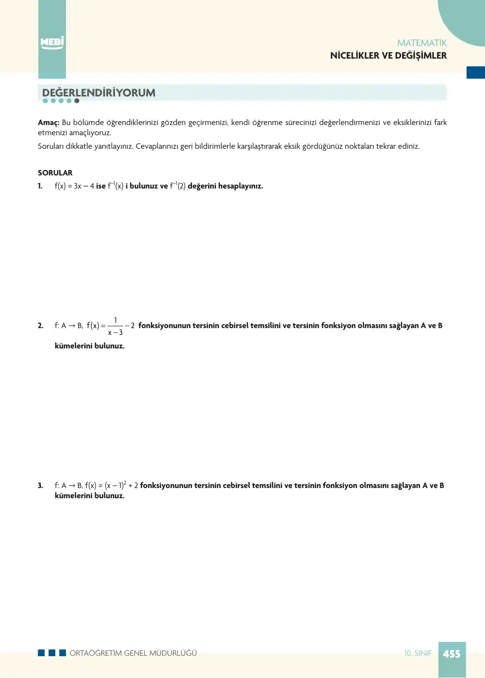 10. Sınıf Matematik Bireysel Öğrenme Etkinlikleri (2026-2027) sayfa 453