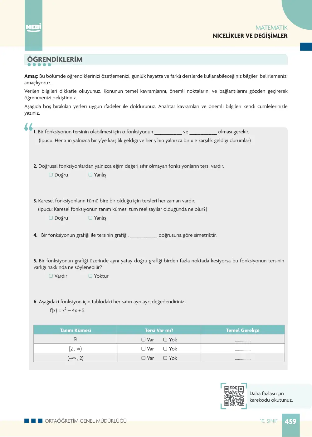 10. Sınıf Matematik Bireysel Öğrenme Etkinlikleri (2026-2027) sayfa 457