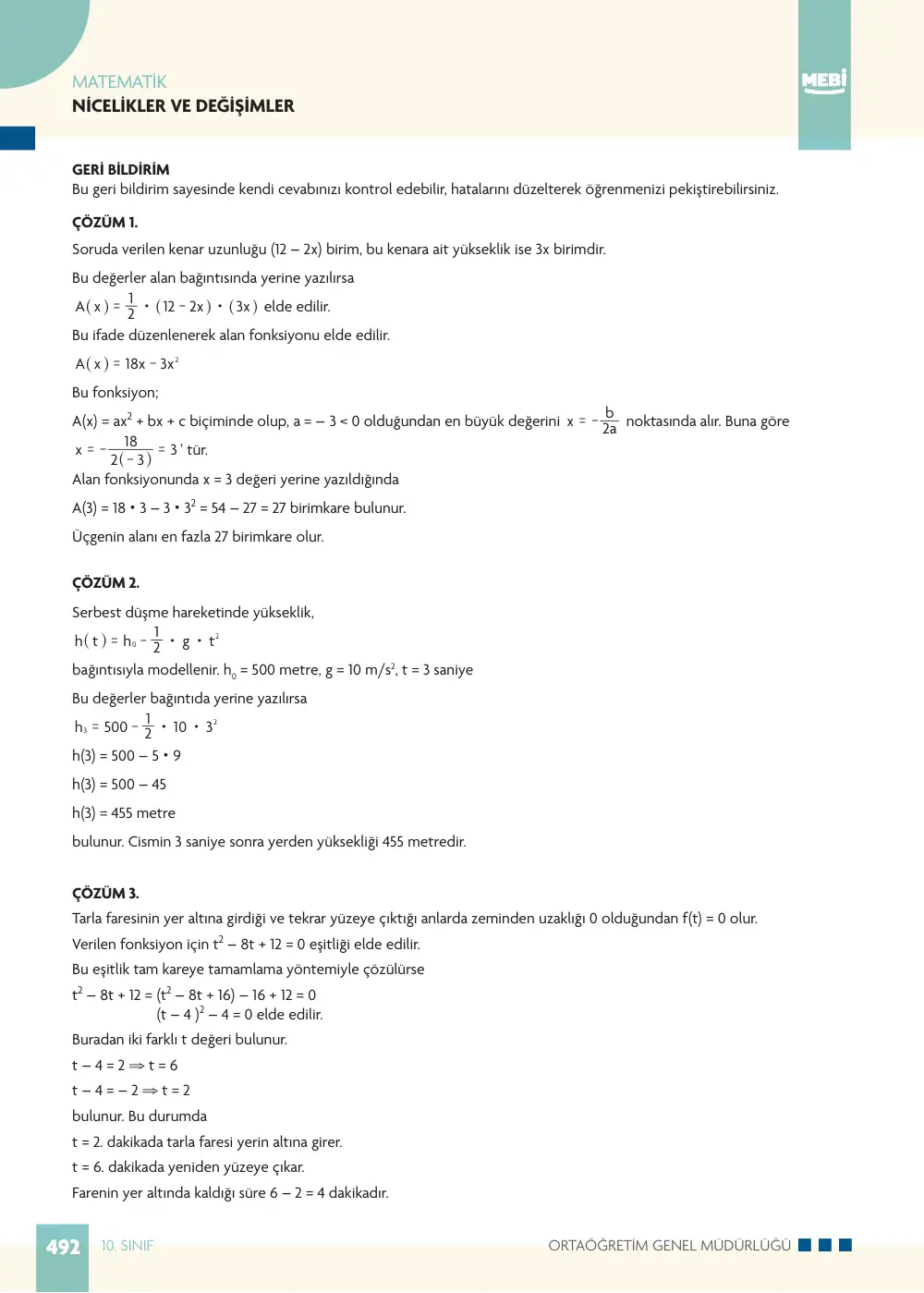10. Sınıf Matematik Bireysel Öğrenme Etkinlikleri (2026-2027) sayfa 490